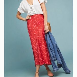 Maeve Red Polka Dot Midi Skirt from Anthropologie